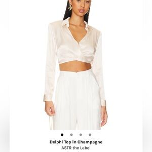 ASTR the Label Wrap Satin Crop Top